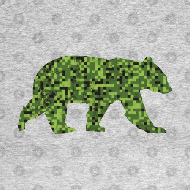 8-Bit Green Camouflage Bear for Nerdy Bears and Gaymers | BearlyBrand by The Bearly Brand